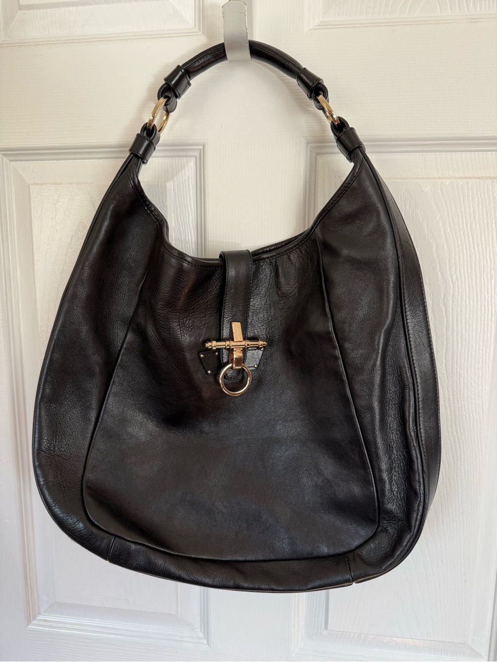 Givenchy Black Leather Shoulder Bag with Gold Hardware
